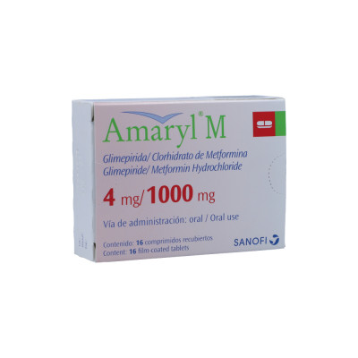 AMARYL M 4/1000 MGS X 16 COMPRIMIDOS RECUBIERTOS