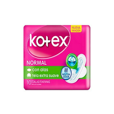 KOTEX CUB.TELA NORMAL EXTRA SUAVE ALAS X 10 TOALLAS