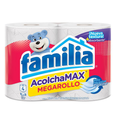 FAMILIA PAPEL MEGAROLLO ACOLCHAMAX X 4 UNIDADES