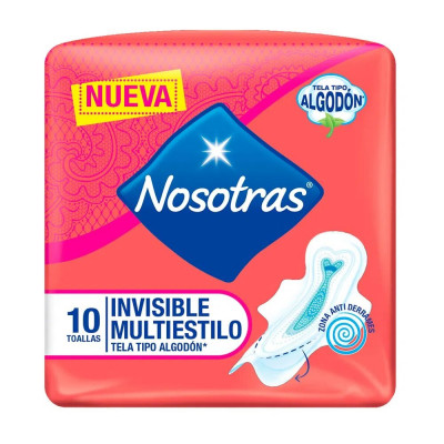 NOSOTRAS TOALLA INVISIBLE CLASICA MULTIESTILO ALGODON X 10 UNDS
