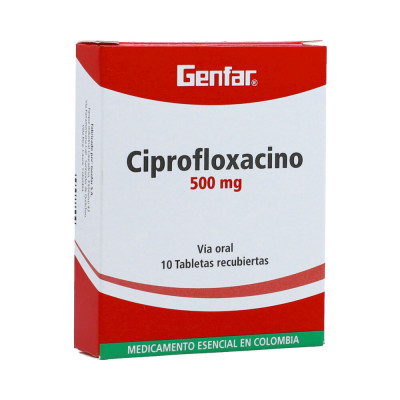 CIPROFLOXACINO 500 MGS X 10 TABLETAS RECUBIERTAS - GF **