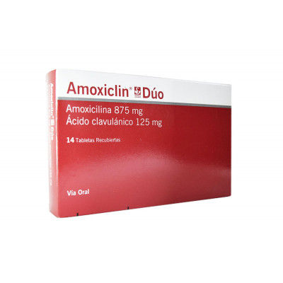 AMOXICLIN DUO 875/125 MGS X 14 TABLETAS RECUBIERTAS
