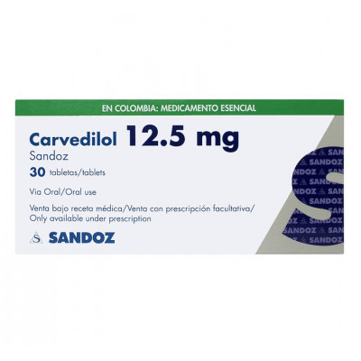 CARVEDILOL 12.5 MGS X 30 TABLETAS - SANDOZ