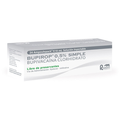 BUPIROP 0.5% SIMPLE AMPOLLA 10 ML X 24 UNIDADES