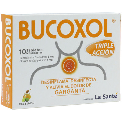 BUCOXOL TRIPLE ACCION MIEL LIMON X 10 TABLETAS MASTICABLES