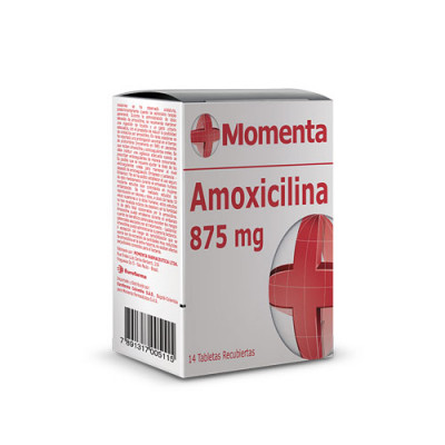 AMOXICILINA 875 MGS X 14 TABLETAS RECUBIERTAS - MOMENTA **