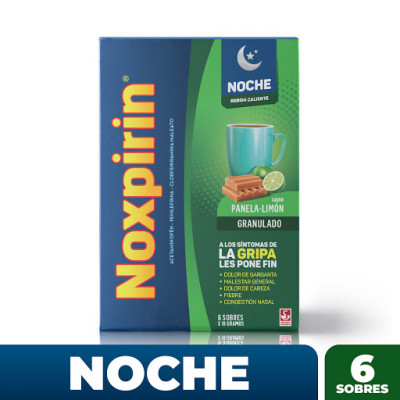 NOXPIRIN CALIENTE NOCHE GRIPA PANELA LIMON X 6 SOBRES