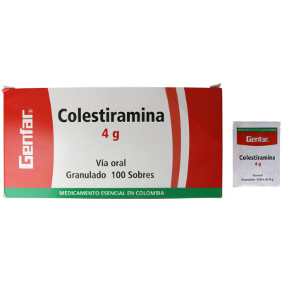 COLESTIRAMINA 4 GRS GRANULADO X 100 SOBRES - GF X DETALLADO