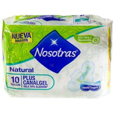 NOSOTRAS TOALLA PLUS CANAL GEL TELA X 10 UNDS