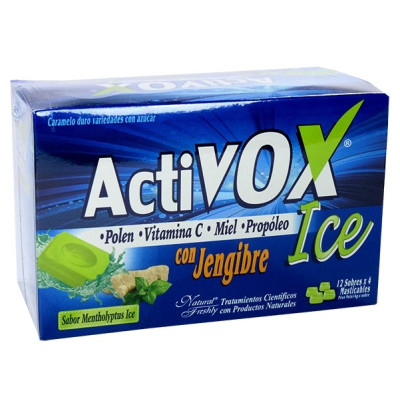 ACTIVOX ICE CON JENGIBRE X 12 SOBRES C/U CON 4 TABLETAS MASTICALBES X DETALLADO