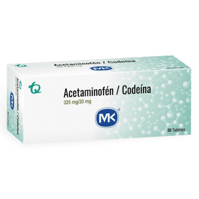 ACETAMINOFEN/CODEINA 325/30 MGS X 30 TABLETAS - MK **