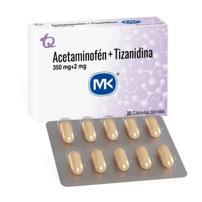 ACETAMINOFEN + TIZANIDINA 350/2 MGS X 20 CAPSULAS BLANDAS - MK **