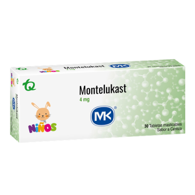 MONTELUKAST 4 MGS X 30 TABLETAS MASTICABLES - MK **