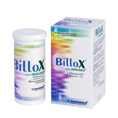 BILLOX CON INMUNEX 5 BILLONES X 30 TABLETAS MASTICABLES