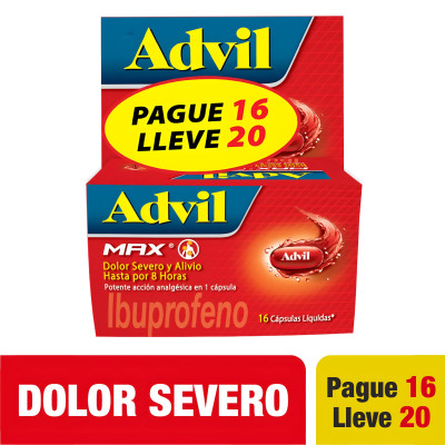 ADVIL MAX PAGUE 16 LLEVE 20 CAPSULAS LIQUIDAS