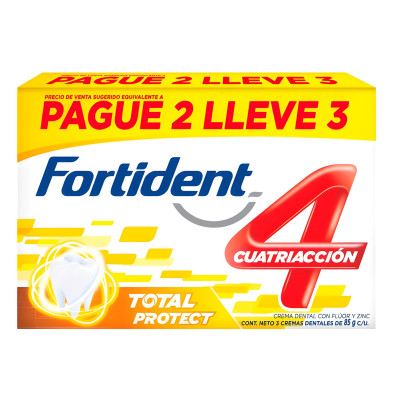 FORTIDENT CUATRIACCION TOTAL PROTECT X 85 GRS (PAGUE 2 LLEVE 3)