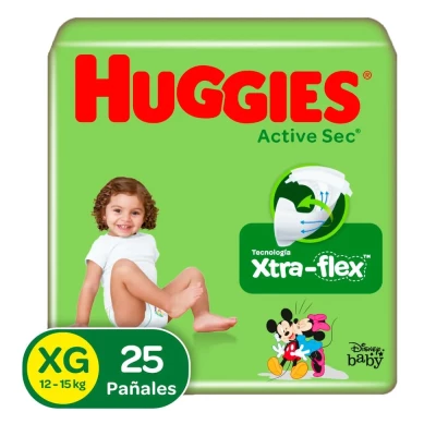 HUGGIES ACTIVE SEC ETAPA 4 (XG) X 25 UNIDADES