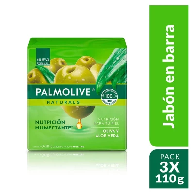 JABON PALMOLIVE NATURALS NUTRICION OLIVA Y ALOE VERA X 3 UND DE 110 GRS C/U