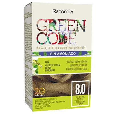 TINTE GREEN CODE KIT 8.0 RUBIO CLARO NATURAL X 50 GRS