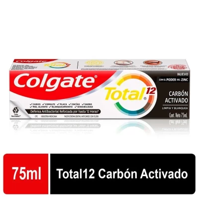 COLGATE CREMA DENTAL TOTAL 12 CARBON ACTIVADO X 75 ML
